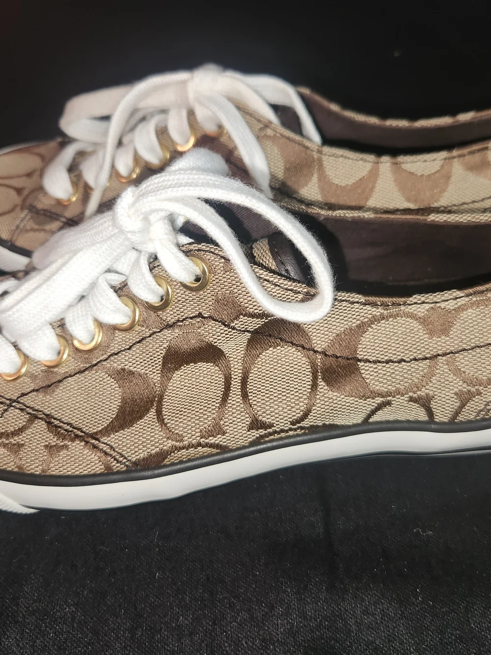 Coach Signature Canvas Sneakers in Brown and White